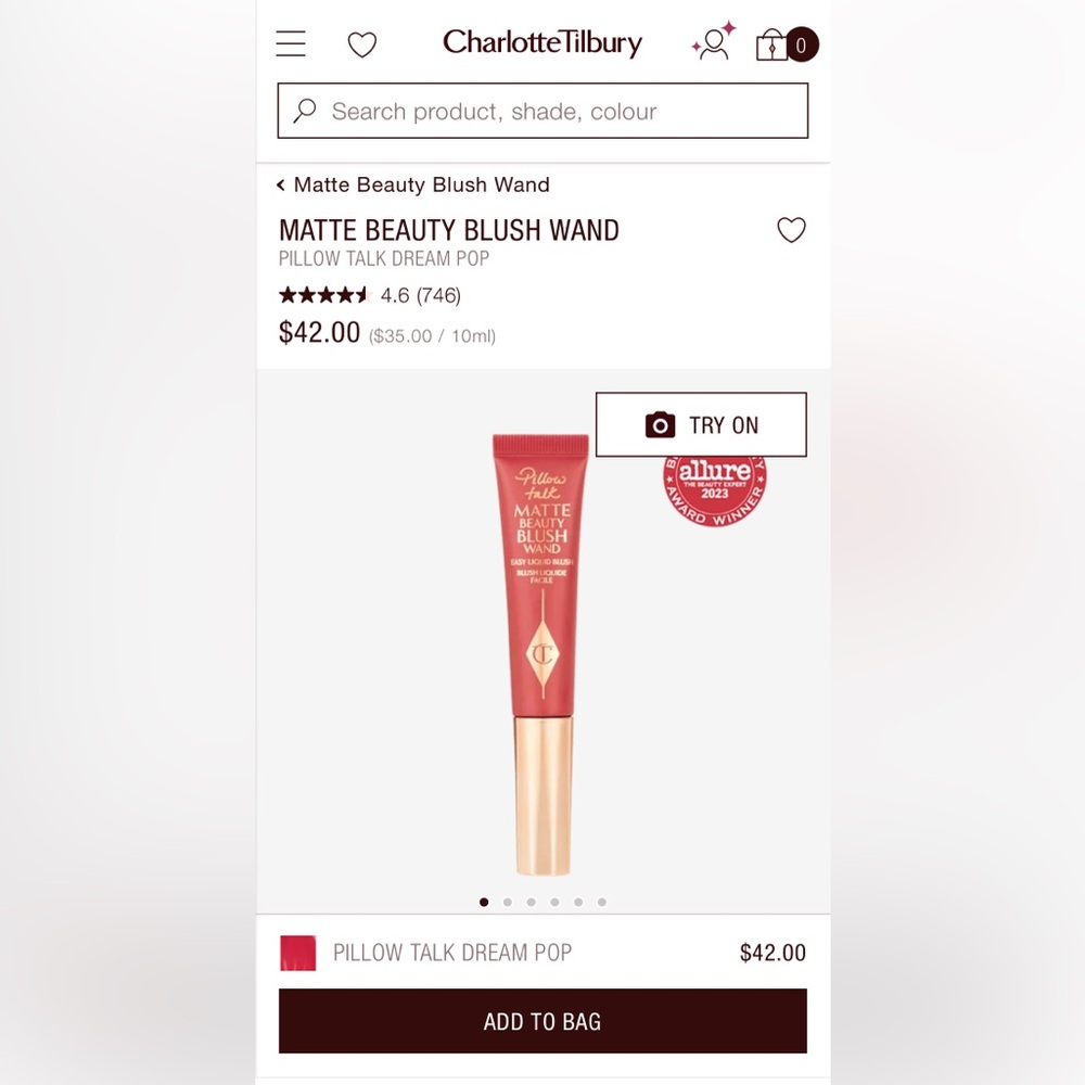 Charlotte Tilbury Matte Blush Wand in Pillow Talk Dream Pop